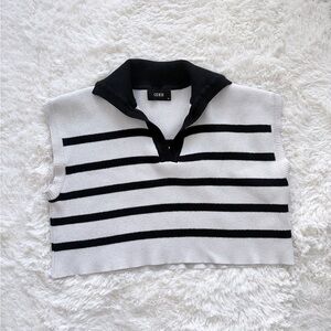 Cider Black and White Striped Crop Top